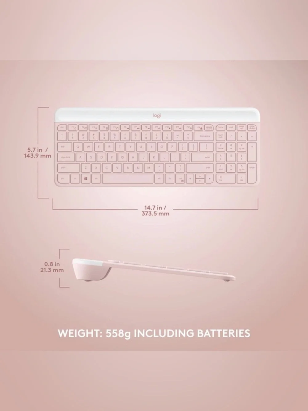 Logitech MK470 Pink Keyboard USB-A Full-Size Keyboard & Mouse Combo New in Box